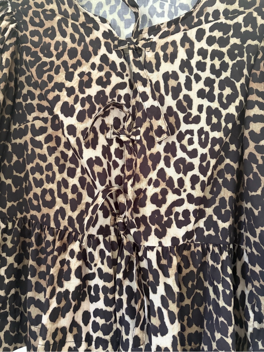 Leopard Print Peplum Blouse - Brown/Black - Picture 3 of 5